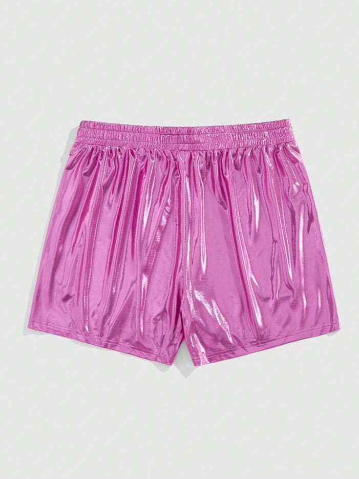 Bonga Boys Men's Street Life Y2K Solid Color Shiny Shorts